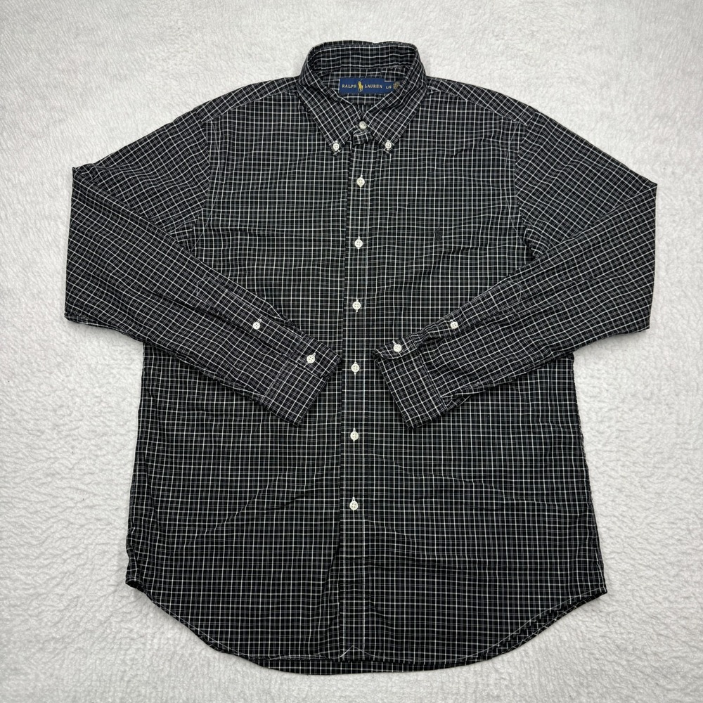Ralph Lauren Long Sleeve Plaid Button Down Shirt Classic Embroidery Men's Size L